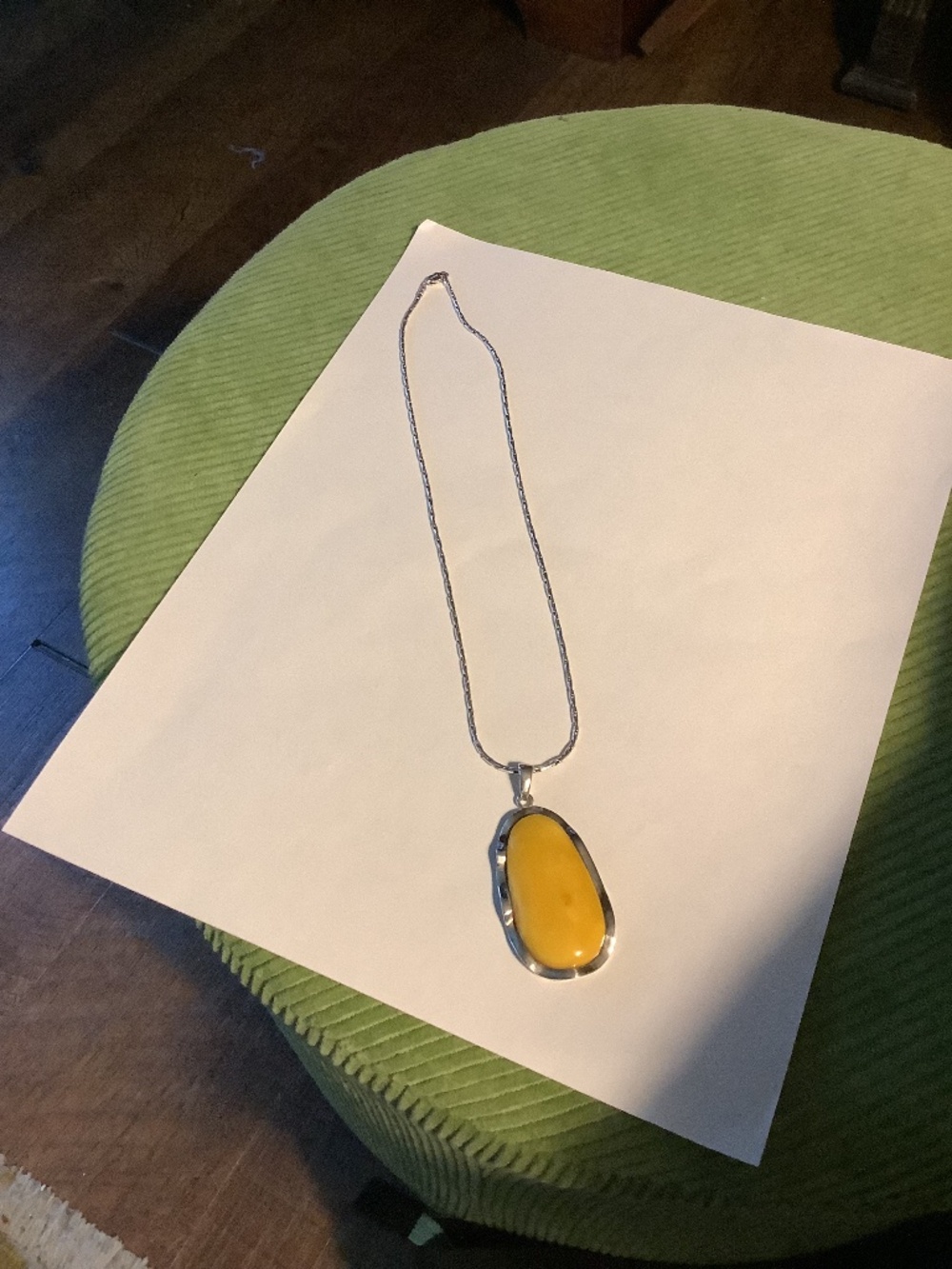 Sterling silver & yellow amber necklace